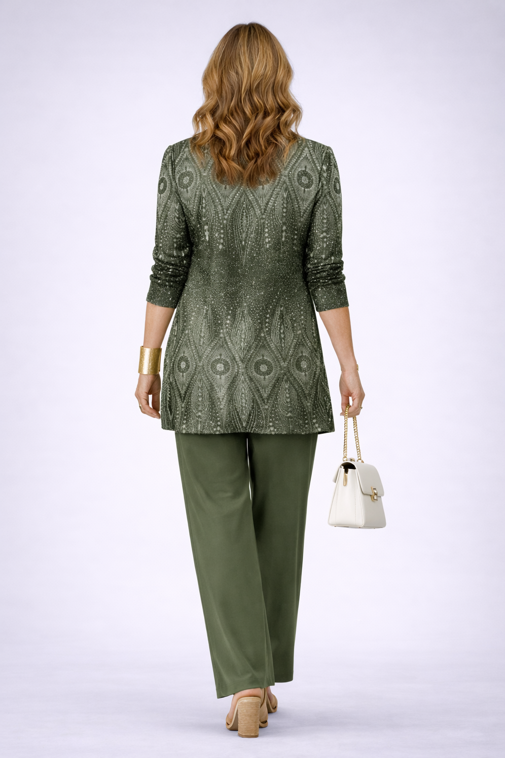 Anabel | Women's Long Sleeve Open Front Printed Three Piece Set