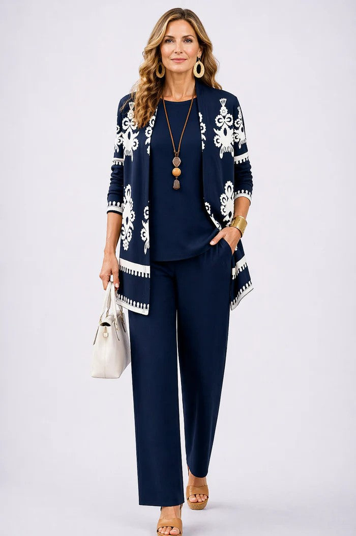 Anabela | Women's Round Neck Long Sleeve Three Piece Set