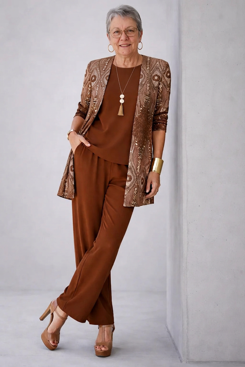 Analeigh | Women's Long Sleeve Straight Leg Three Piece Set