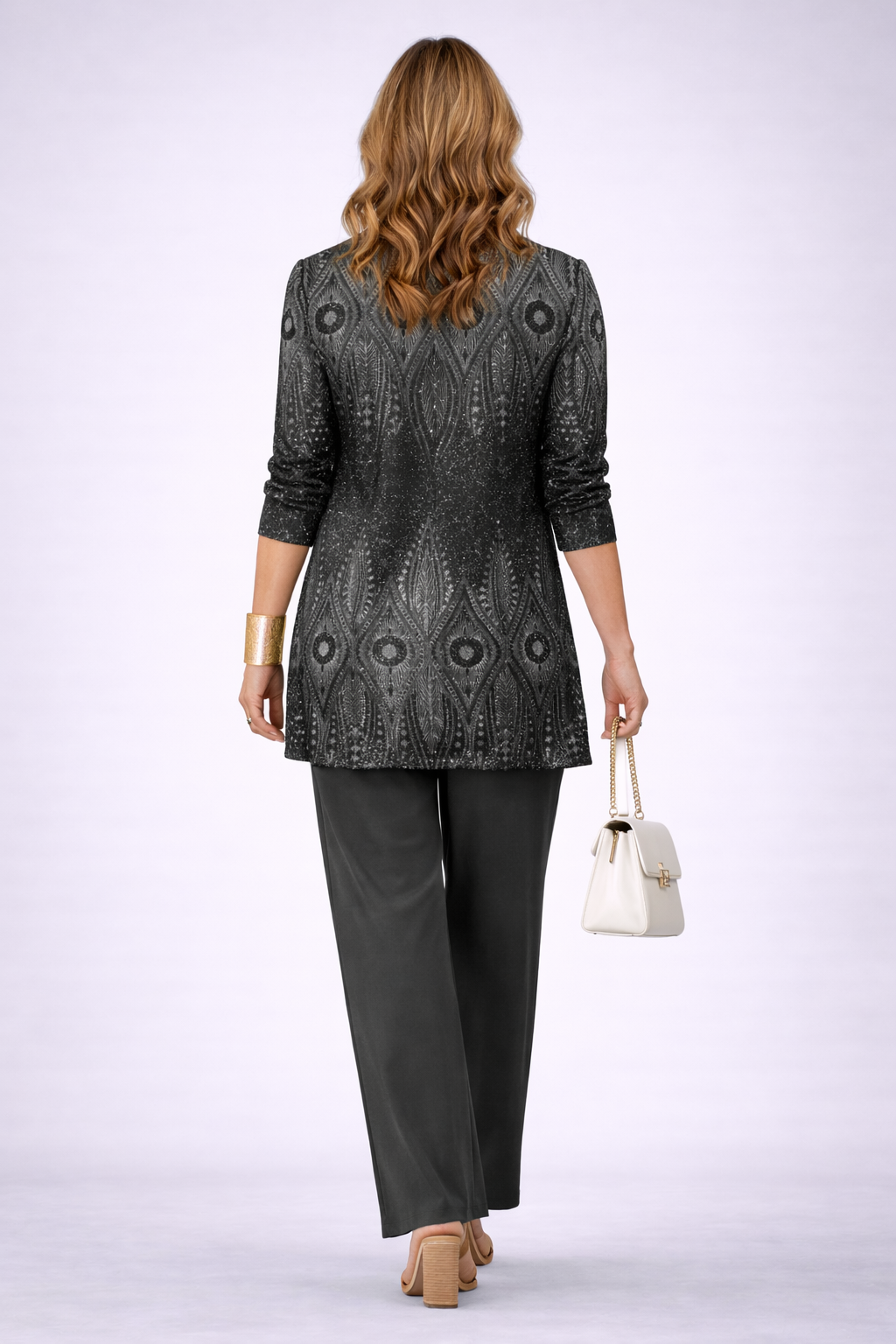Analena | Women's Straight Leg Long Sleeve Printed Three Piece Set