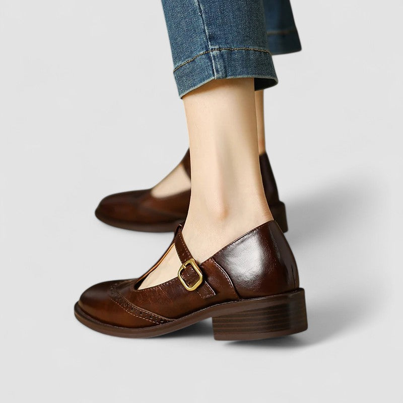 Analia | Women's Block Heel T-Strap Mary Jane Shoes