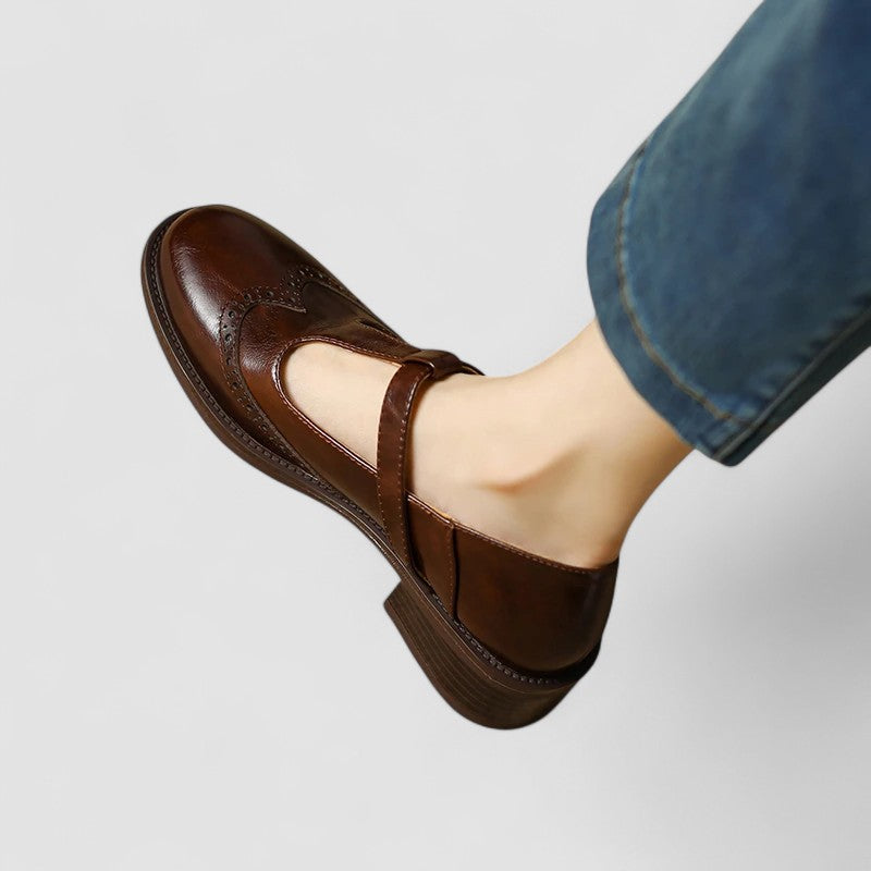 Analia | Women's Block Heel T-Strap Mary Jane Shoes