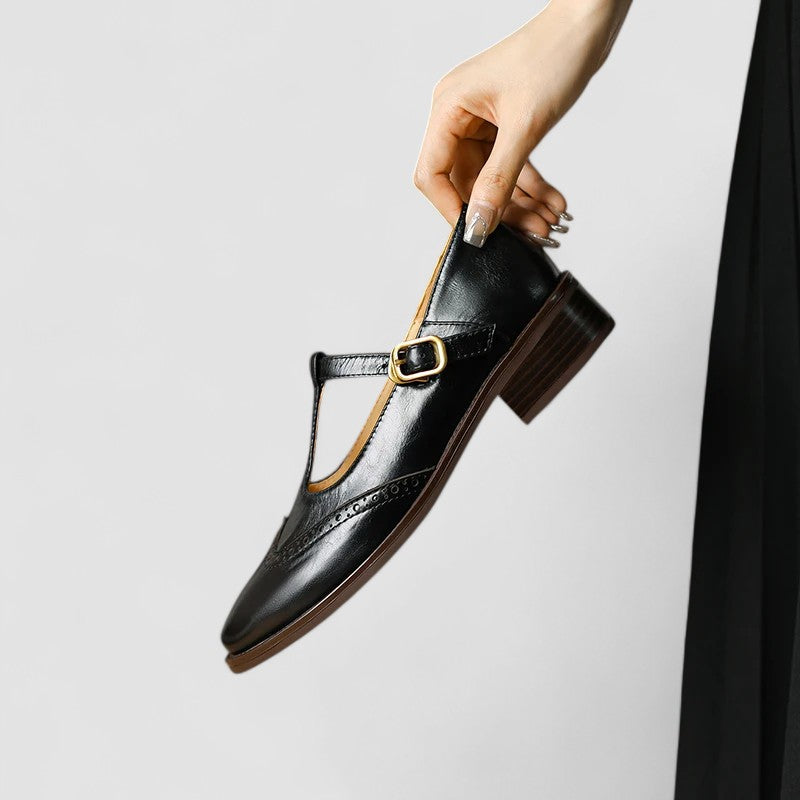 Analia | Women's Block Heel T-Strap Mary Jane Shoes