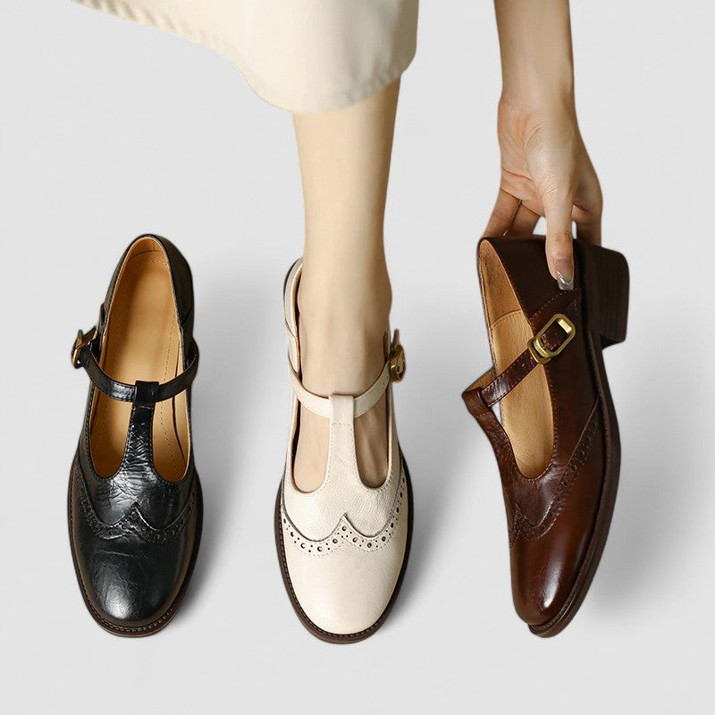Analia | Women's Block Heel T-Strap Mary Jane Shoes