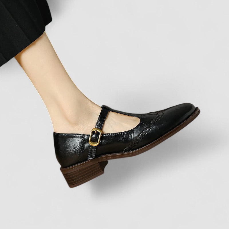 Analia | Women's Block Heel T-Strap Mary Jane Shoes