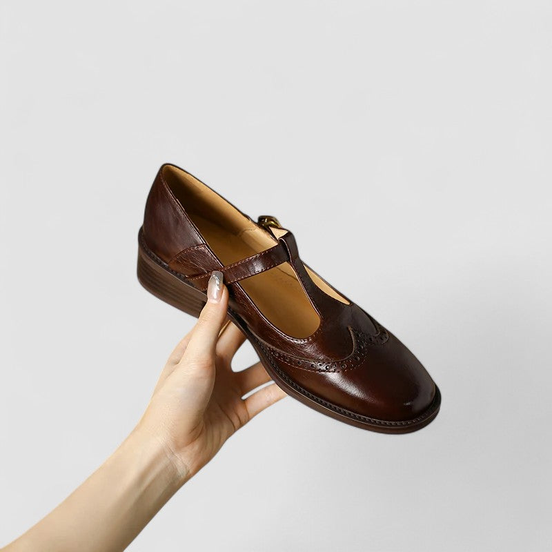 Analia | Women's Block Heel T-Strap Mary Jane Shoes