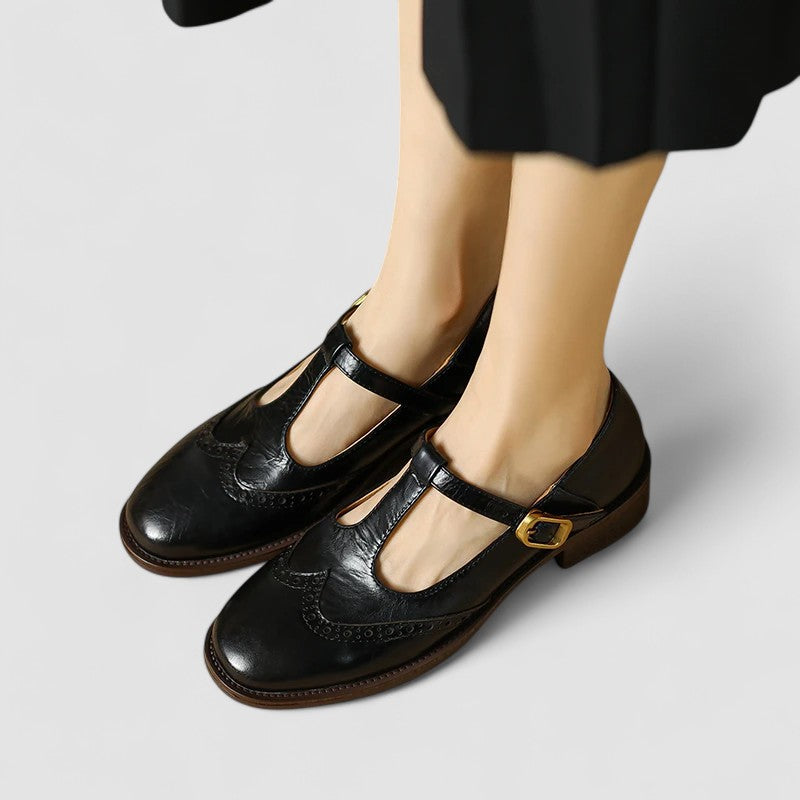 Analia | Women's Block Heel T-Strap Mary Jane Shoes