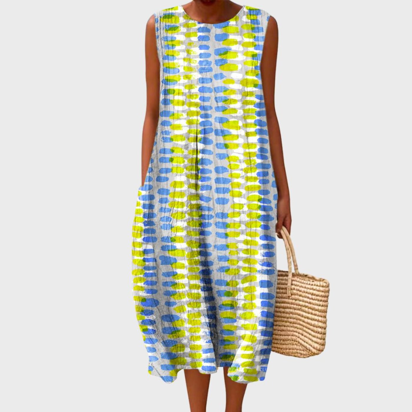 Analisa | Women's Sleeveless Tiered Scoop Neck Summer Midi Dress