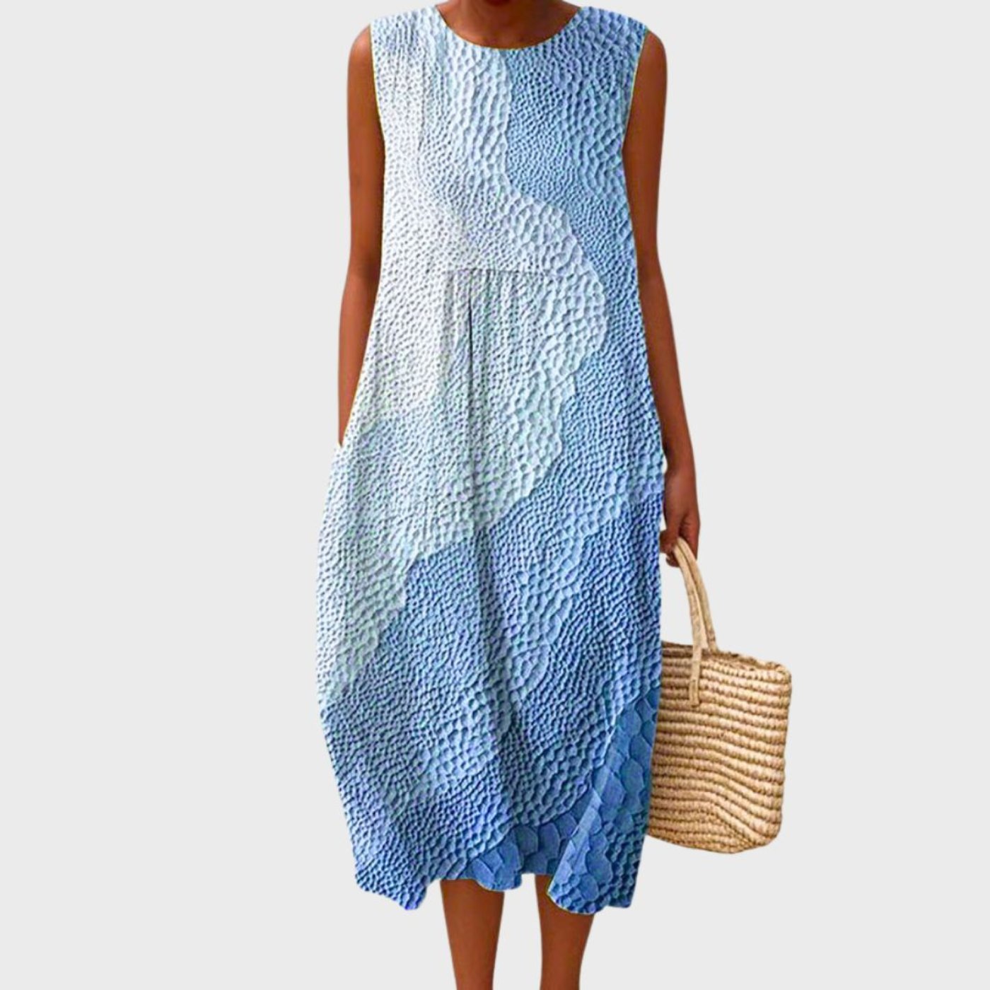 Analisa | Women's Sleeveless Tiered Scoop Neck Summer Midi Dress