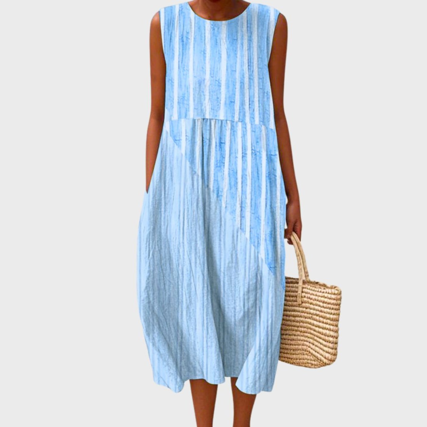 Analisa | Women's Sleeveless Tiered Scoop Neck Summer Midi Dress