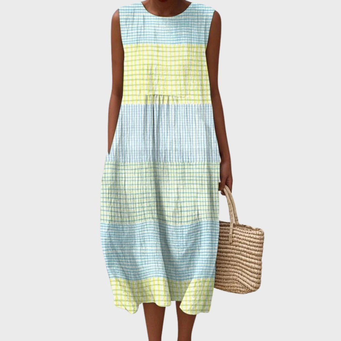 Analisa | Women's Sleeveless Tiered Scoop Neck Summer Midi Dress