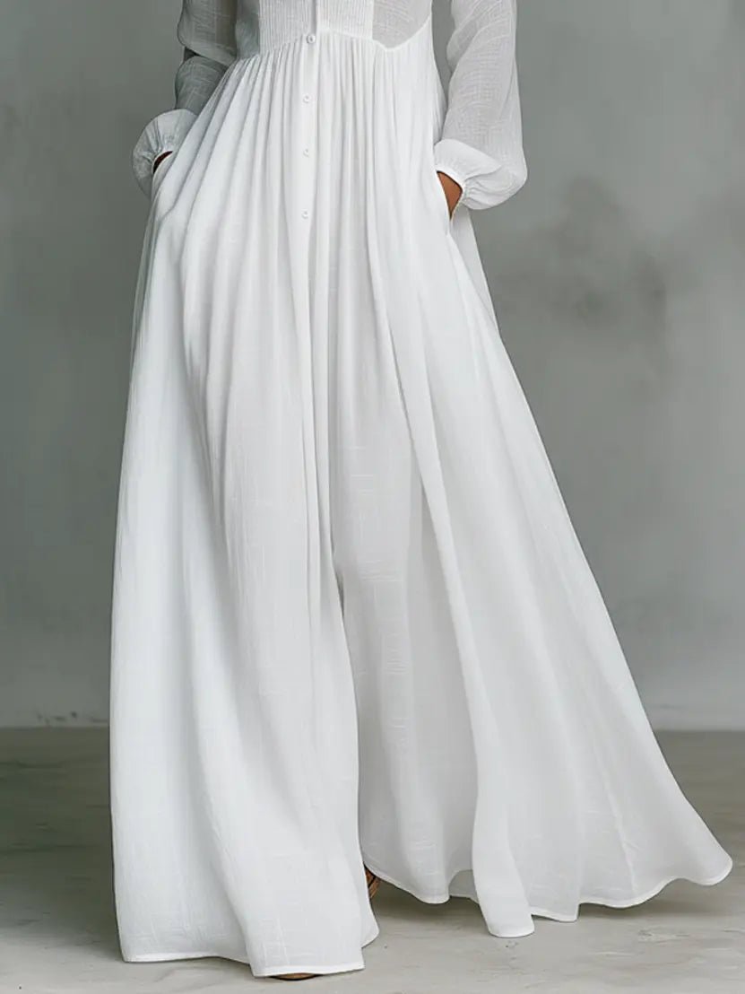 Anatolia | Women's Flowy Long Sleeve Stand Collar Maxi Dress