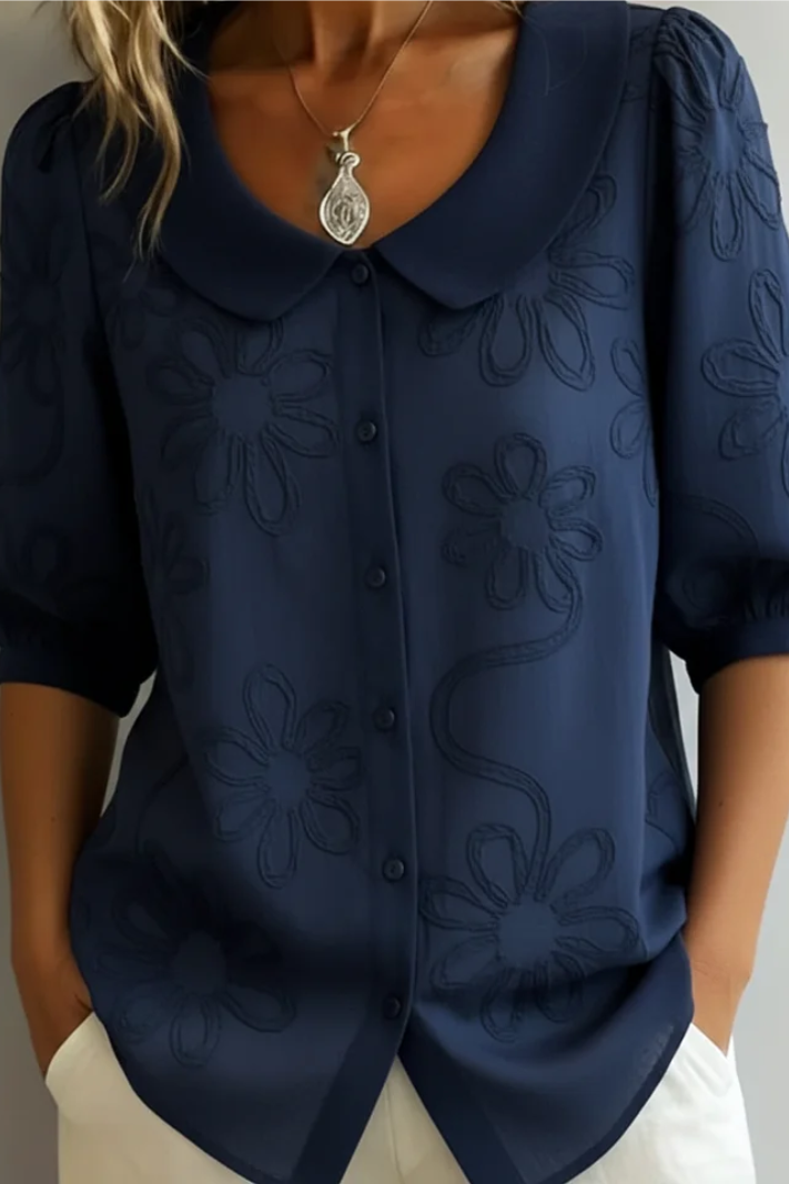 Andorra | Women's Flower Pattern Button Front Summer Blouse