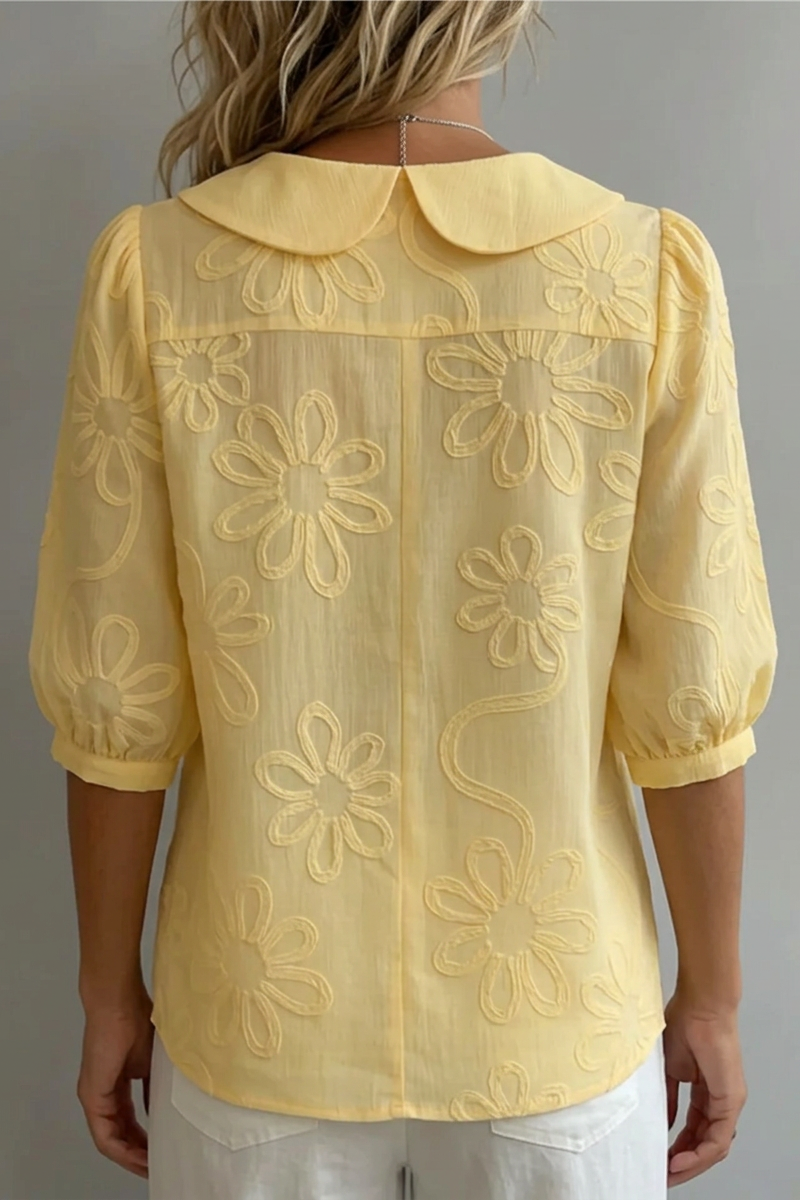 Andorra | Women's Flower Pattern Button Front Summer Blouse