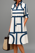 Andromeda | Women's Turn Down Collar Button-Front Knee Length Dress