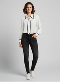Angelina | Women’s Pointed Collar Contrast Tie Long Sleeve Blouse