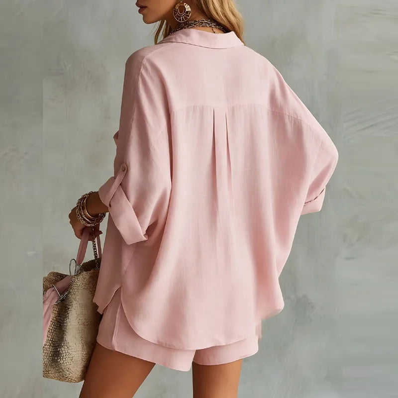 Anise | Women's Long Sleeve Turn Down Collar Pocket Two Piece Set