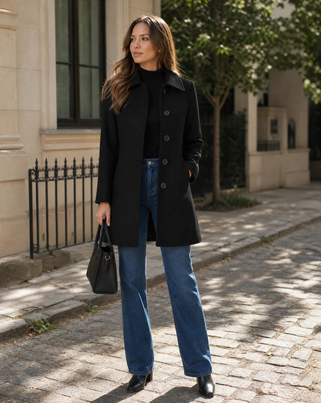 Aniya | Women's Spread Collar Single-Breasted Button Front Coat