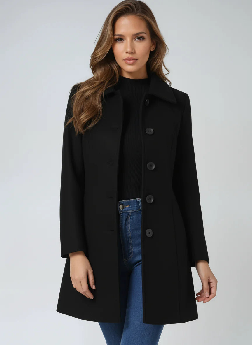 Aniya | Women's Spread Collar Single-Breasted Button Front Coat