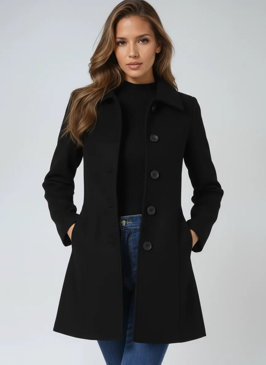 Aniya | Women's Spread Collar Single-Breasted Button Front Coat