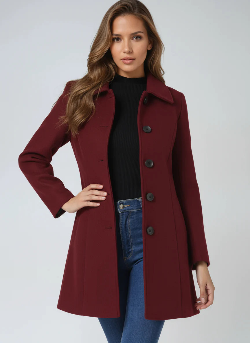 Aniya | Women's Spread Collar Single-Breasted Button Front Coat