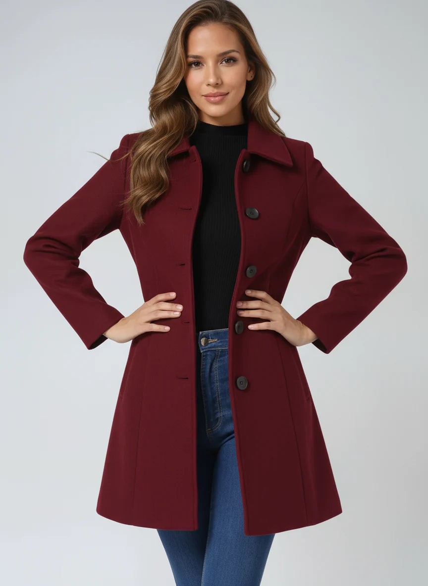 Aniya | Women's Spread Collar Single-Breasted Button Front Coat