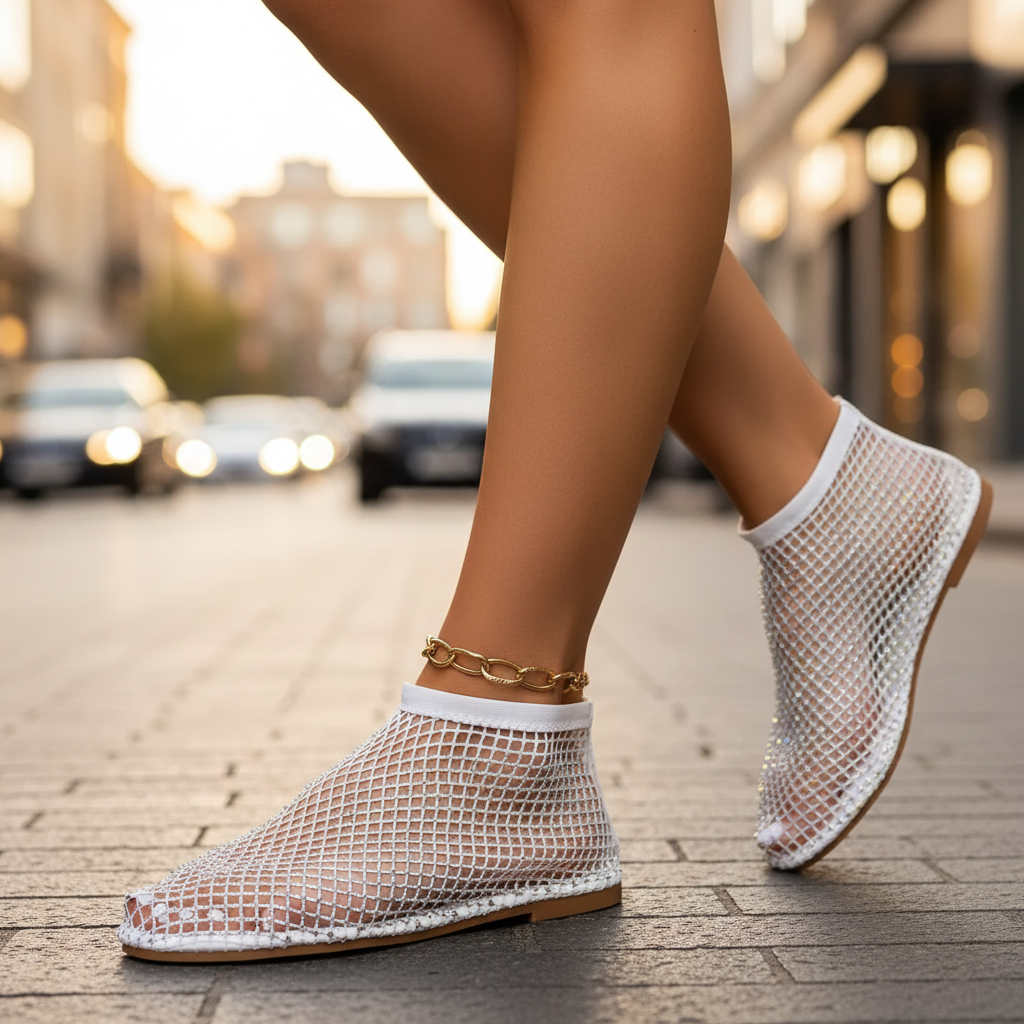 Anjelica | Women's Round Toe Mesh Slip-On Sandals