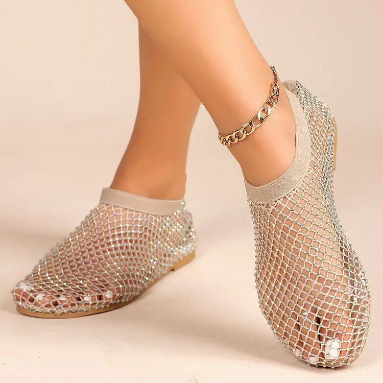 Anjelica | Women's Round Toe Mesh Slip-On Sandals