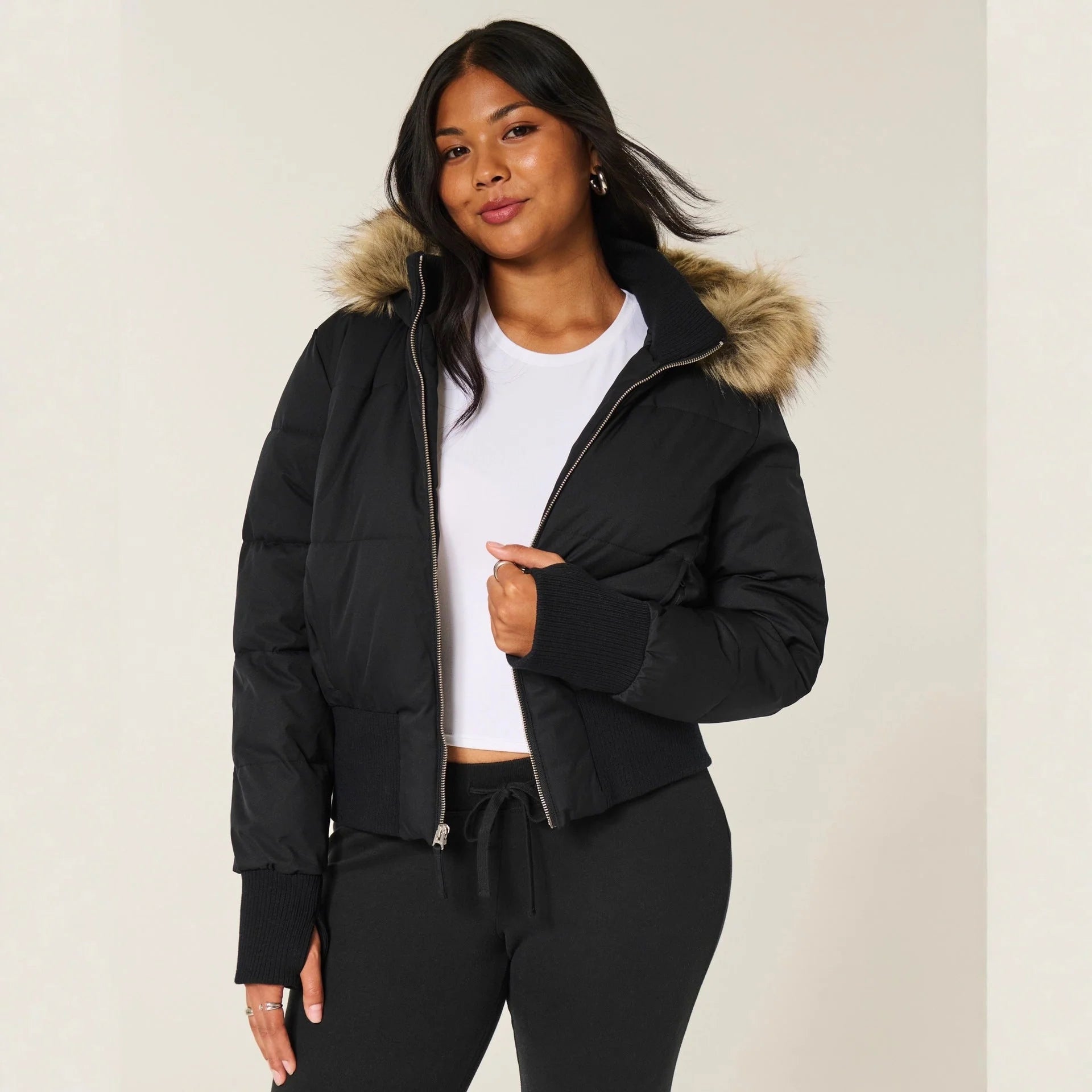 Ankita | Women's Long Sleeve Zip Front Hooded Collar Jacket
