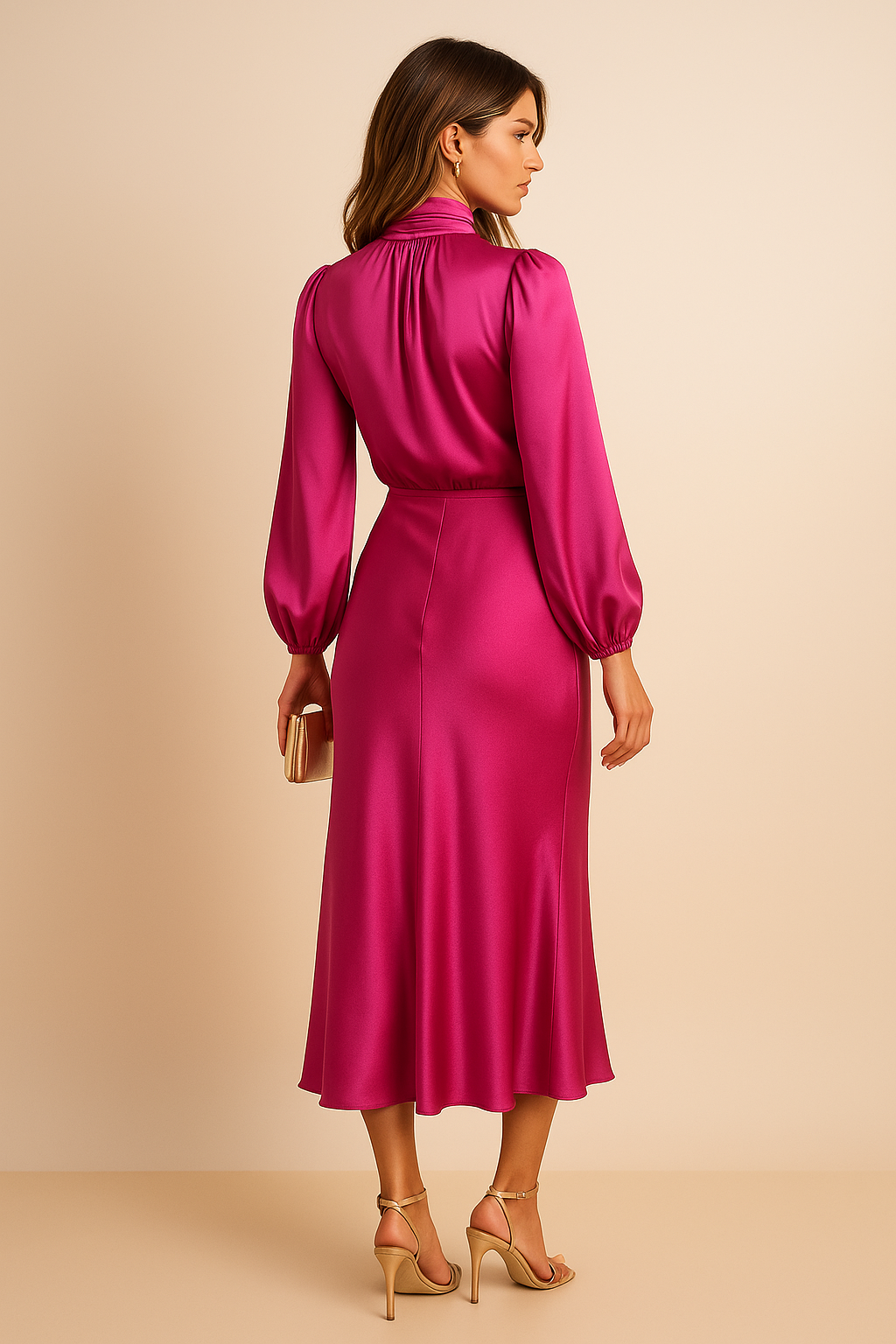 Annalise | Women’s High Neck Long Sleeve Wedding Guest Dress