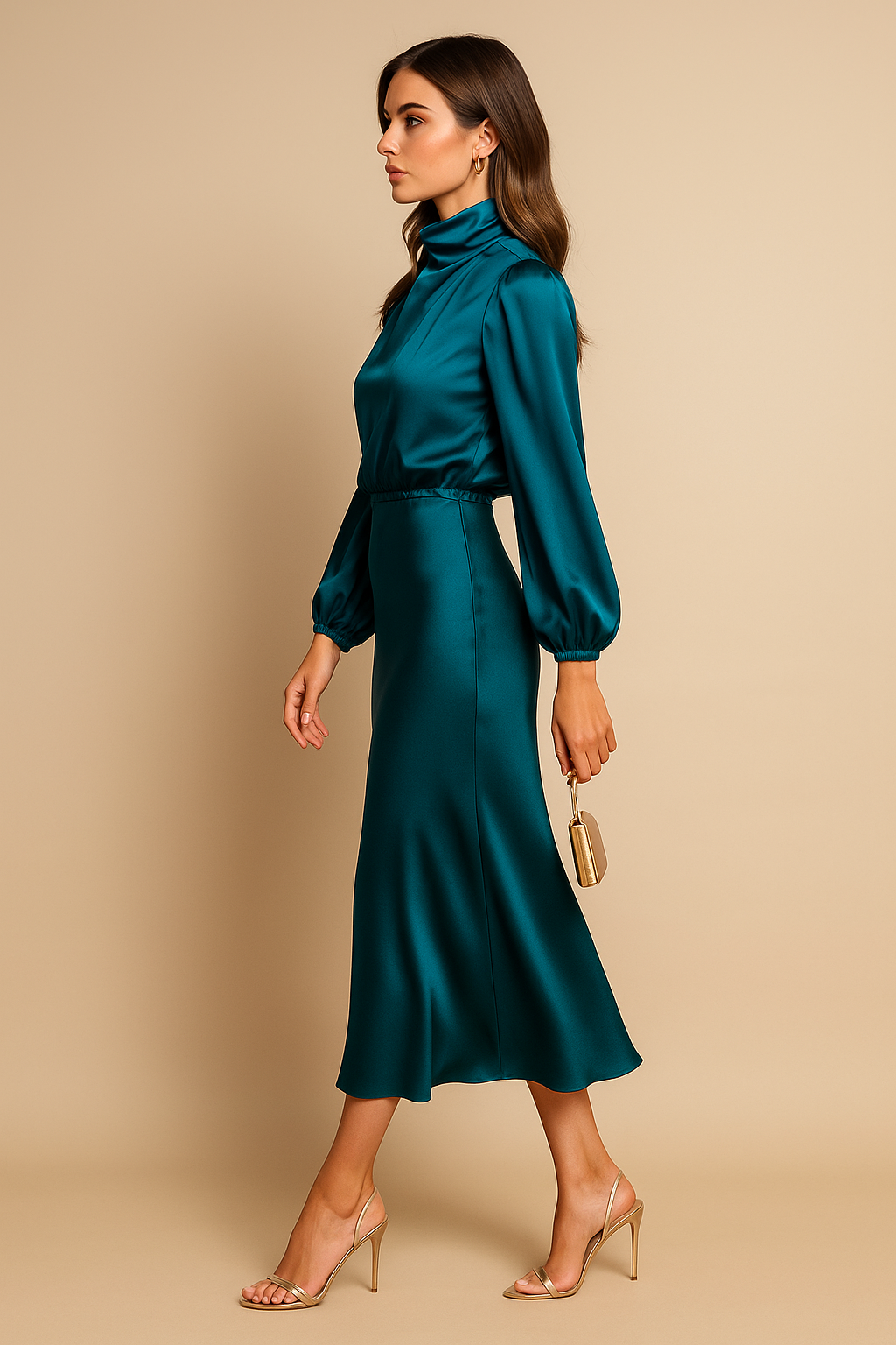 Annalise | Women’s High Neck Long Sleeve Wedding Guest Dress