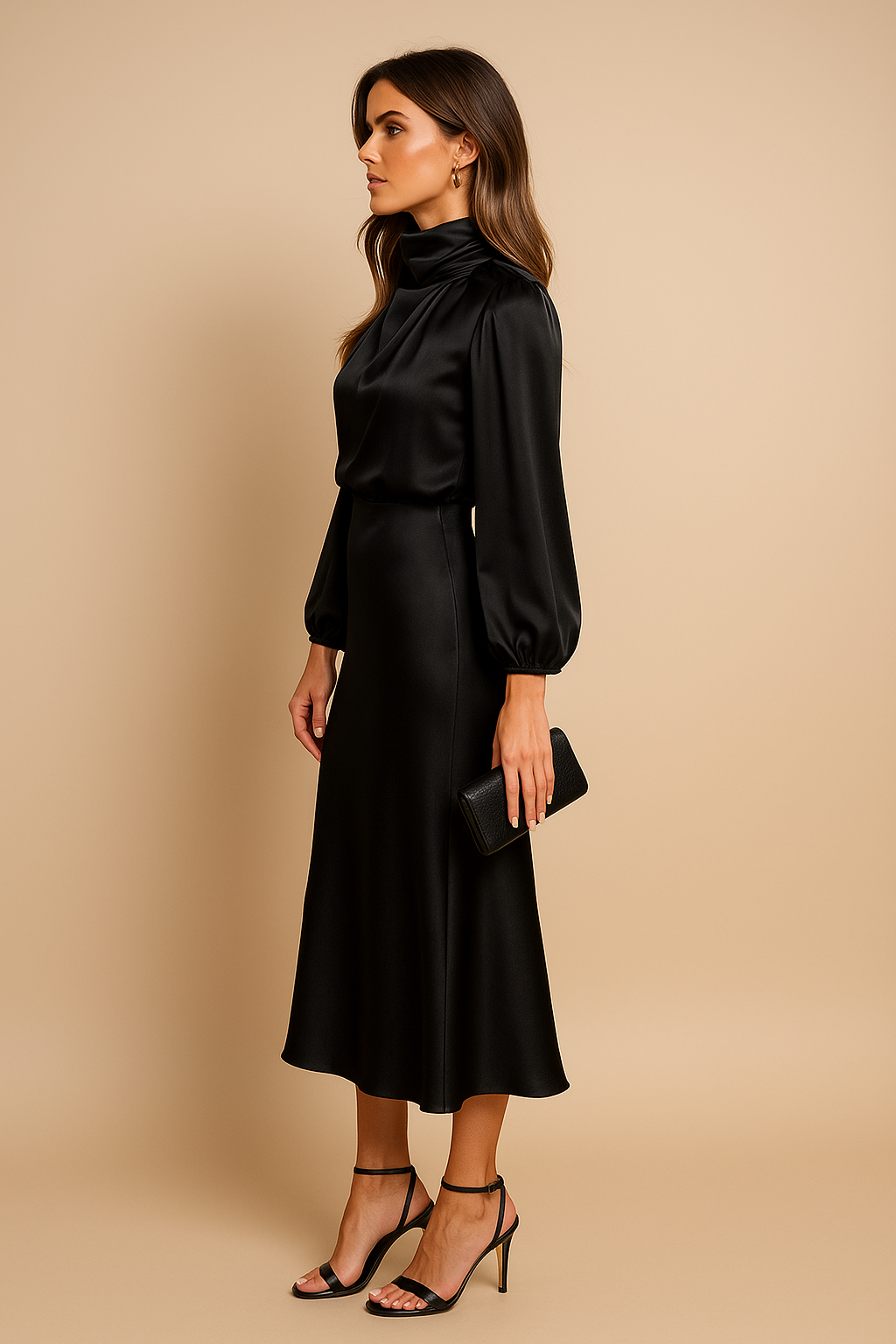 Annalise | Women’s High Neck Long Sleeve Wedding Guest Dress