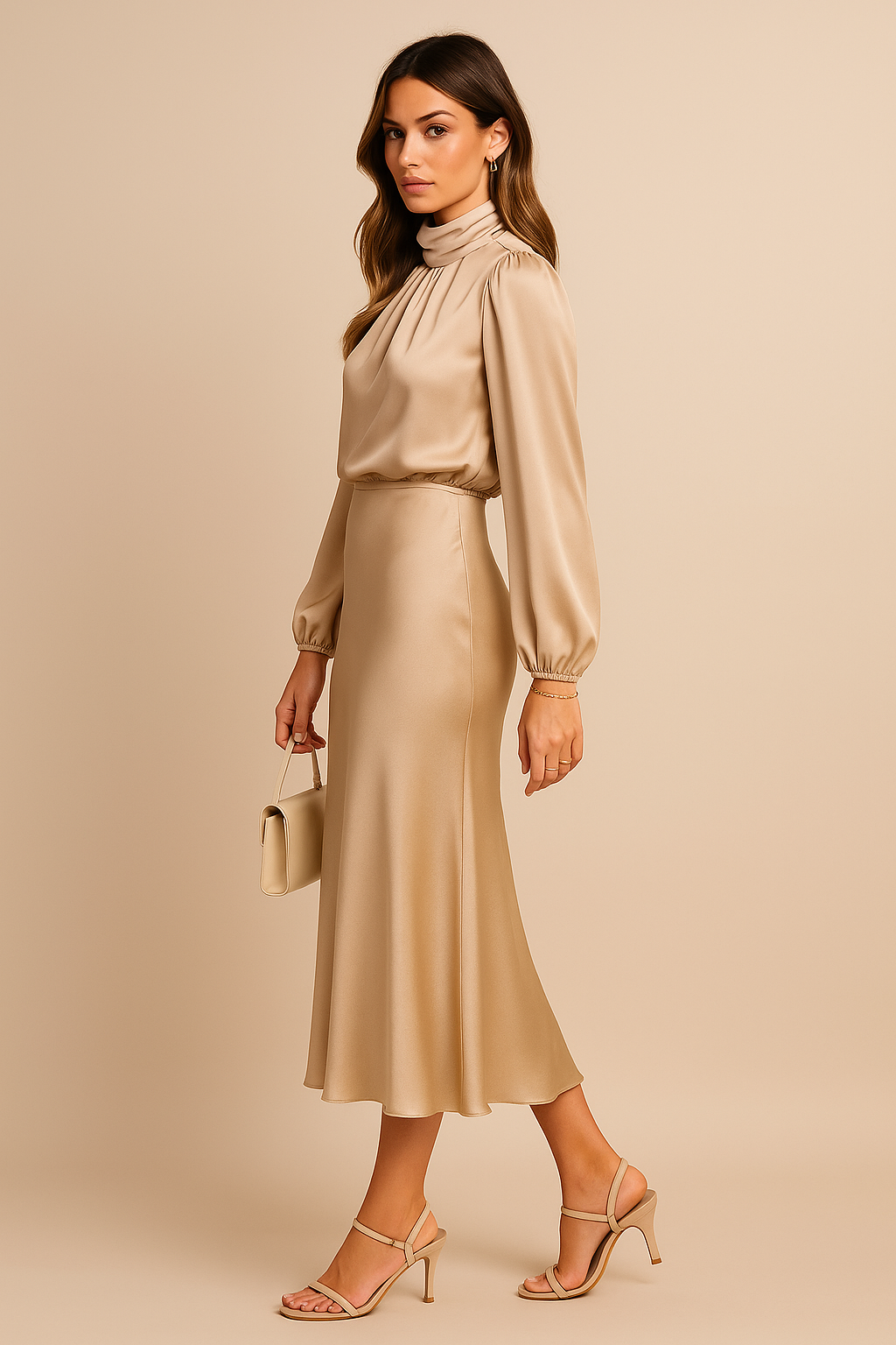Annalise | Women’s High Neck Long Sleeve Wedding Guest Dress