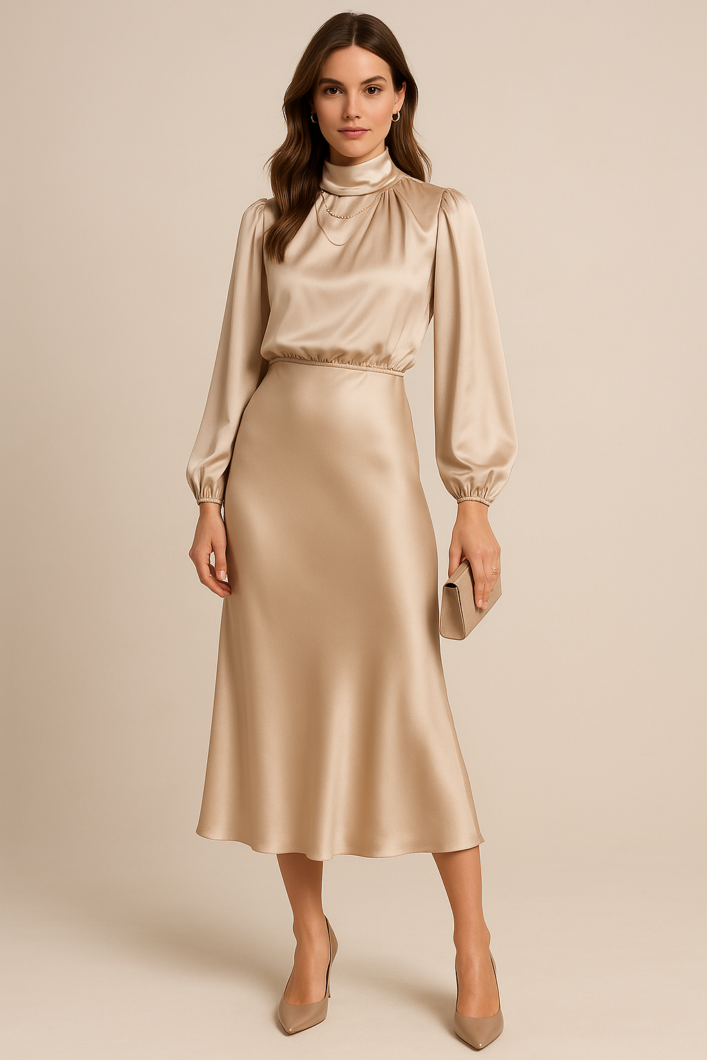 Annalise | Women’s High Neck Long Sleeve Wedding Guest Dress