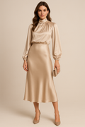 Annalise | Women’s High Neck Long Sleeve Wedding Guest Dress