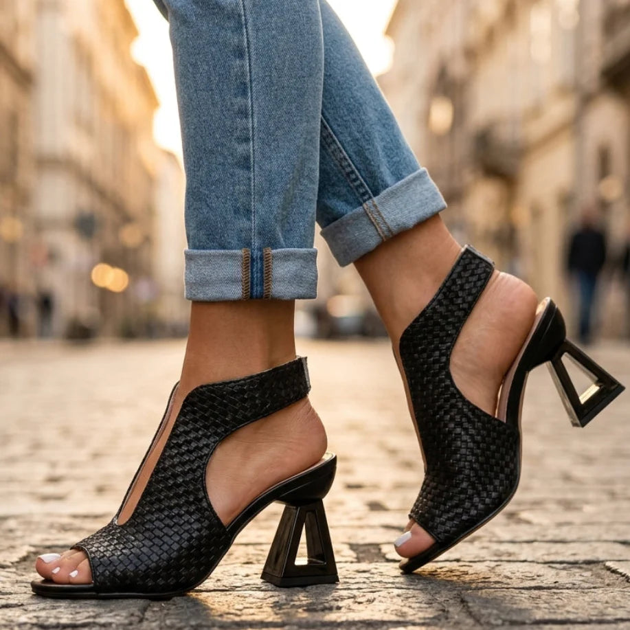 Annelie| Women's Sculpted Open Toe Slip On High Heels