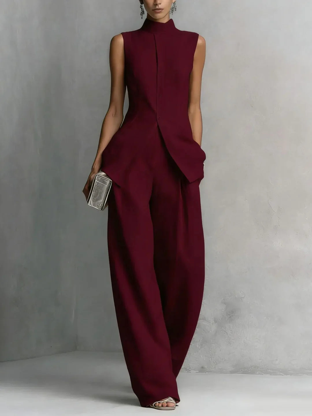 Anneliese | Women's Wide Leg Sleeveless High Waist Two Piece Set