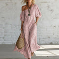 Annella | Women's Puff Sleeve One Shoulder Boho Flowy Maxi Dress