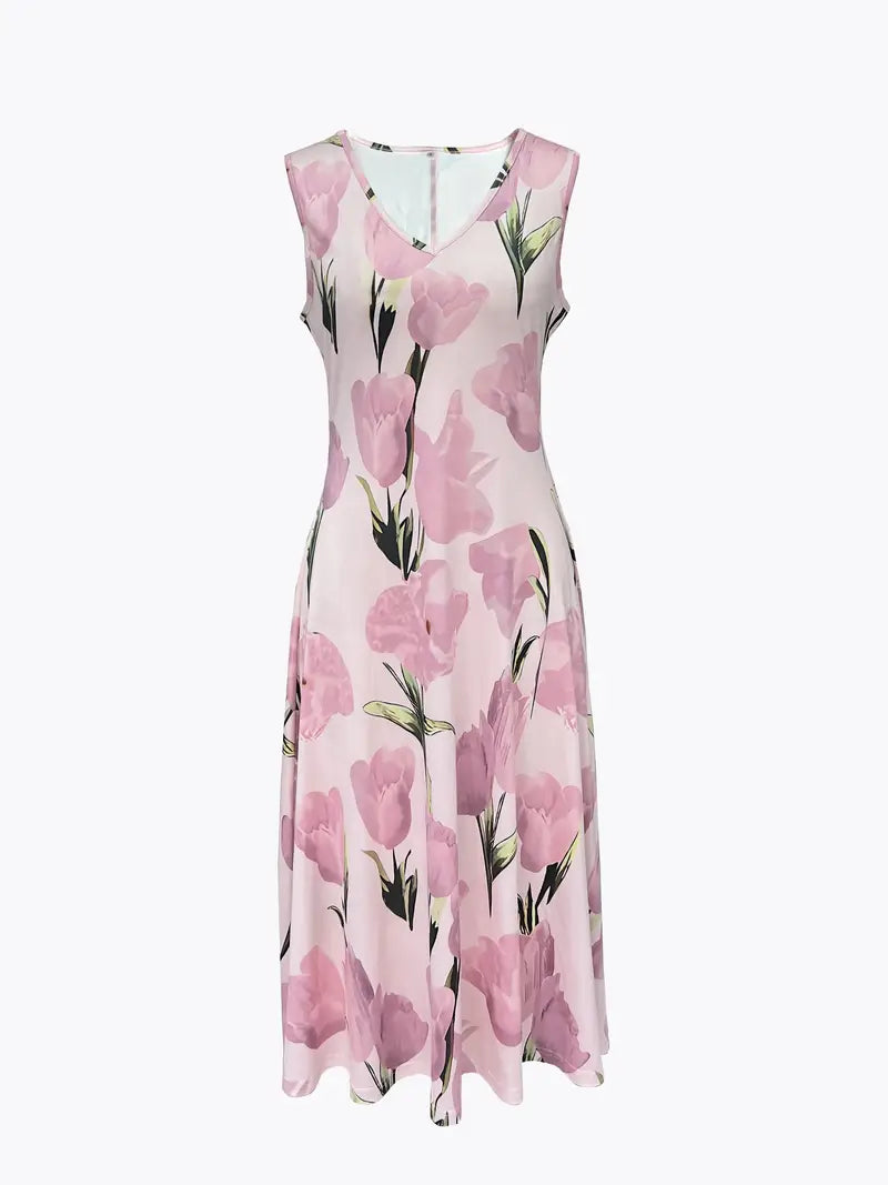 Annette | Women’s Floral Print V Neck Two Piece Dress