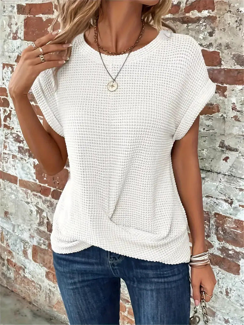 Annisa | Women's Textured Crew Neck Short Sleeve T Shirt