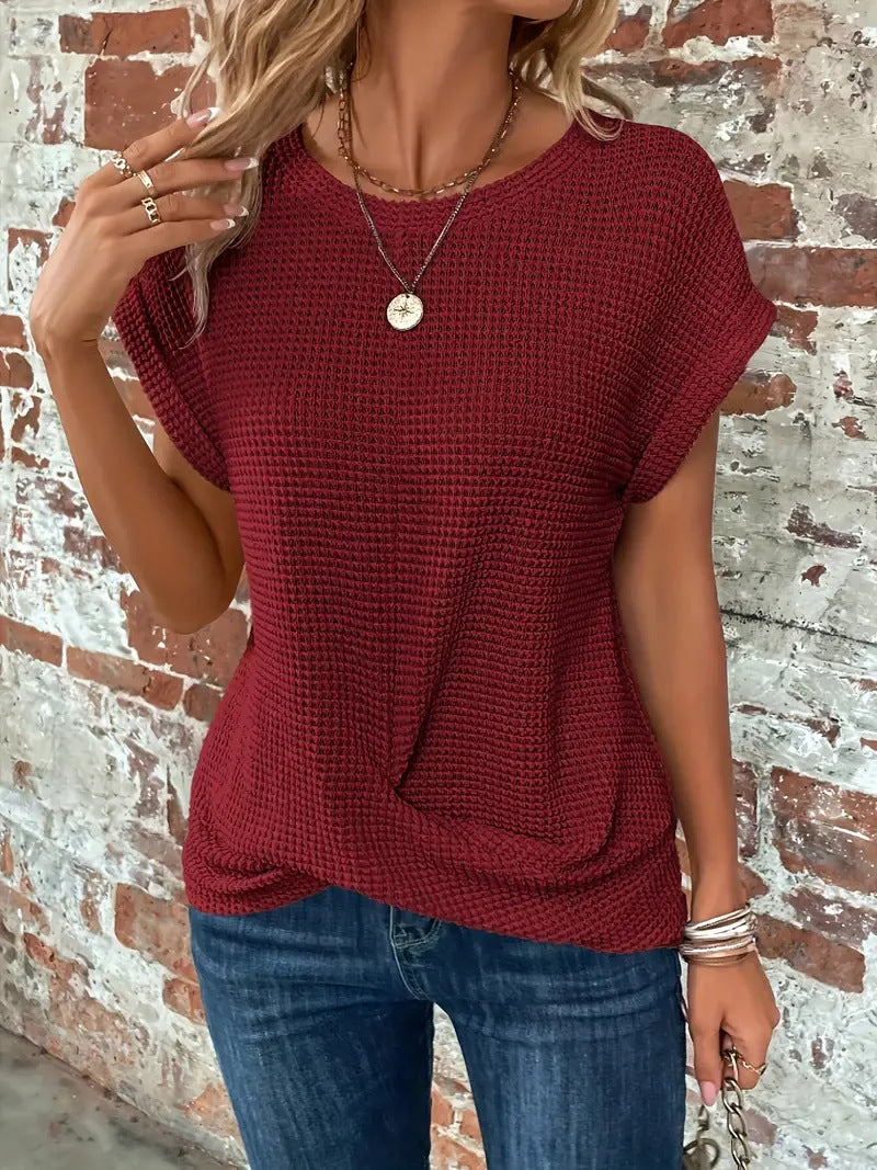 Annisa | Women's Textured Crew Neck Short Sleeve T Shirt