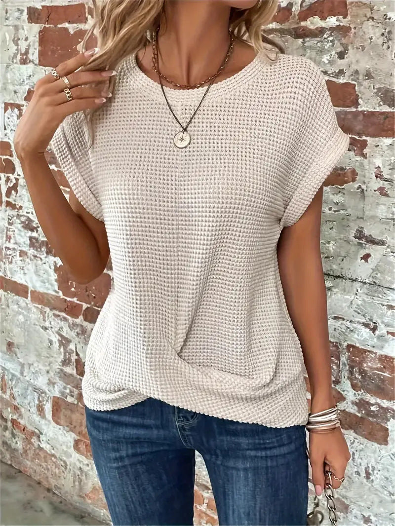 Annisa | Women's Textured Crew Neck Short Sleeve T Shirt