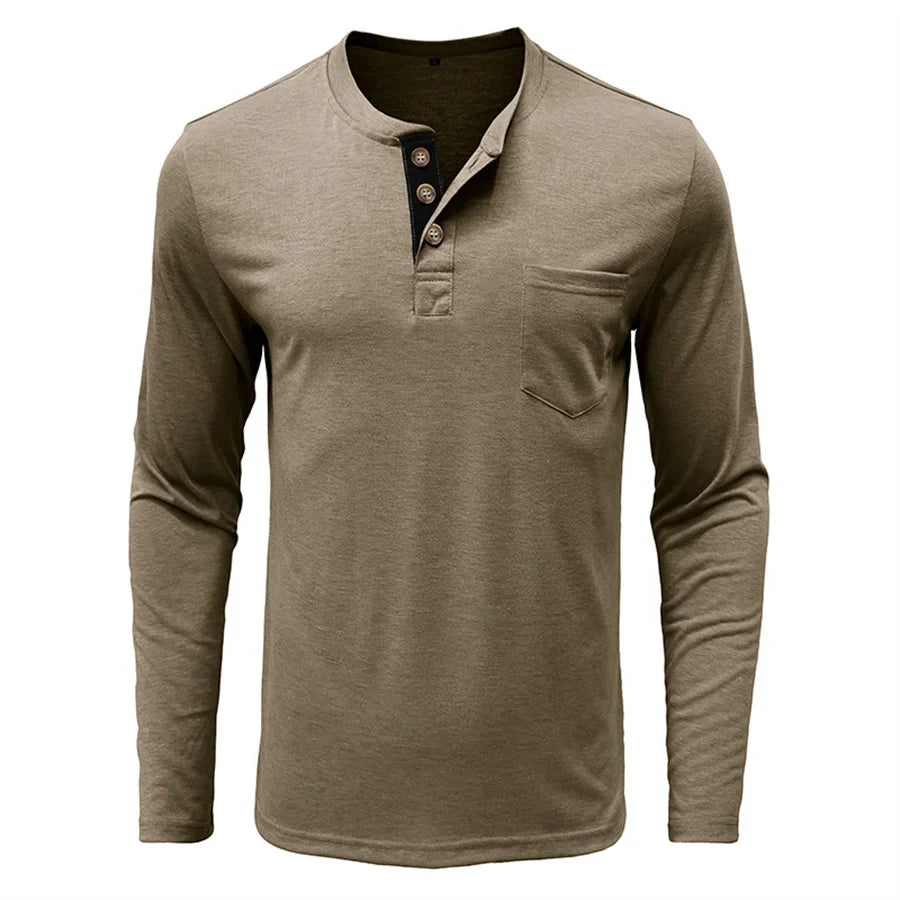 Ansel | Men’s Long Sleeve Crew Neck Henley Shirt