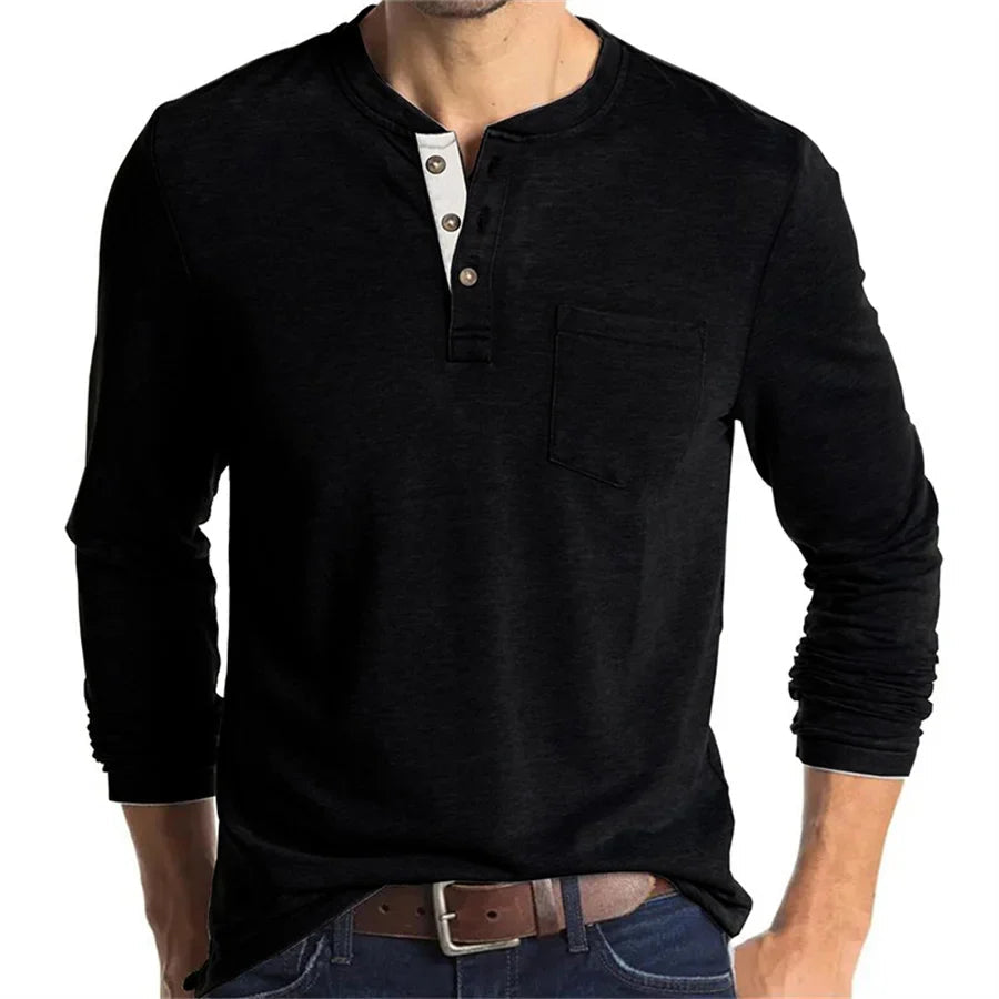 Ansel | Men’s Long Sleeve Crew Neck Henley Shirt