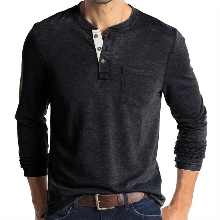 Ansel | Men’s Long Sleeve Crew Neck Henley Shirt