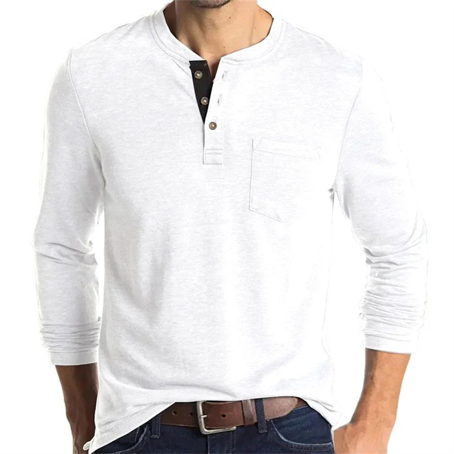 Ansel | Men’s Long Sleeve Crew Neck Henley Shirt
