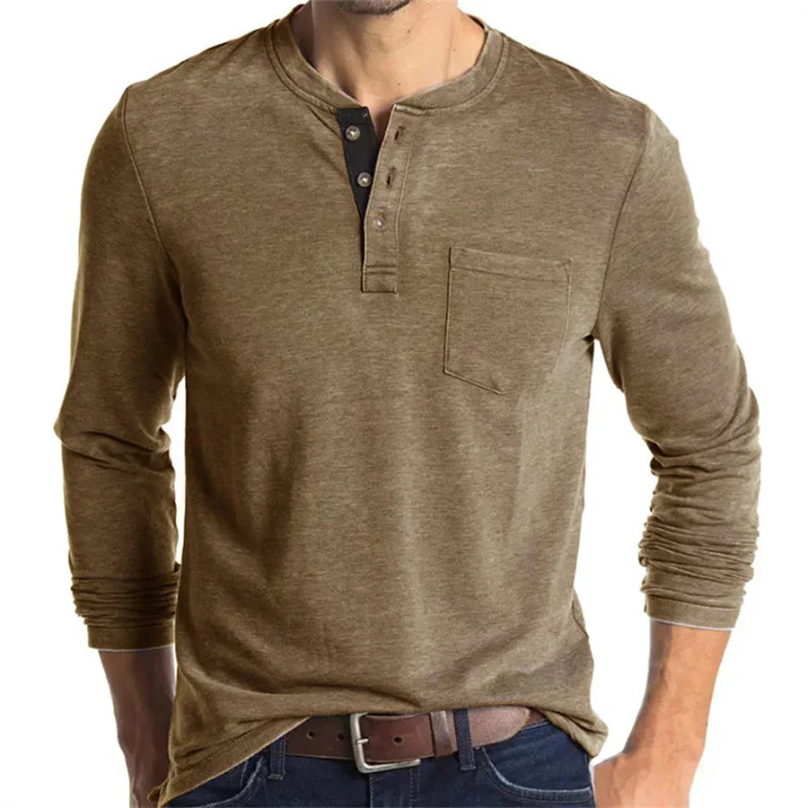 Ansel | Men’s Long Sleeve Crew Neck Henley Shirt