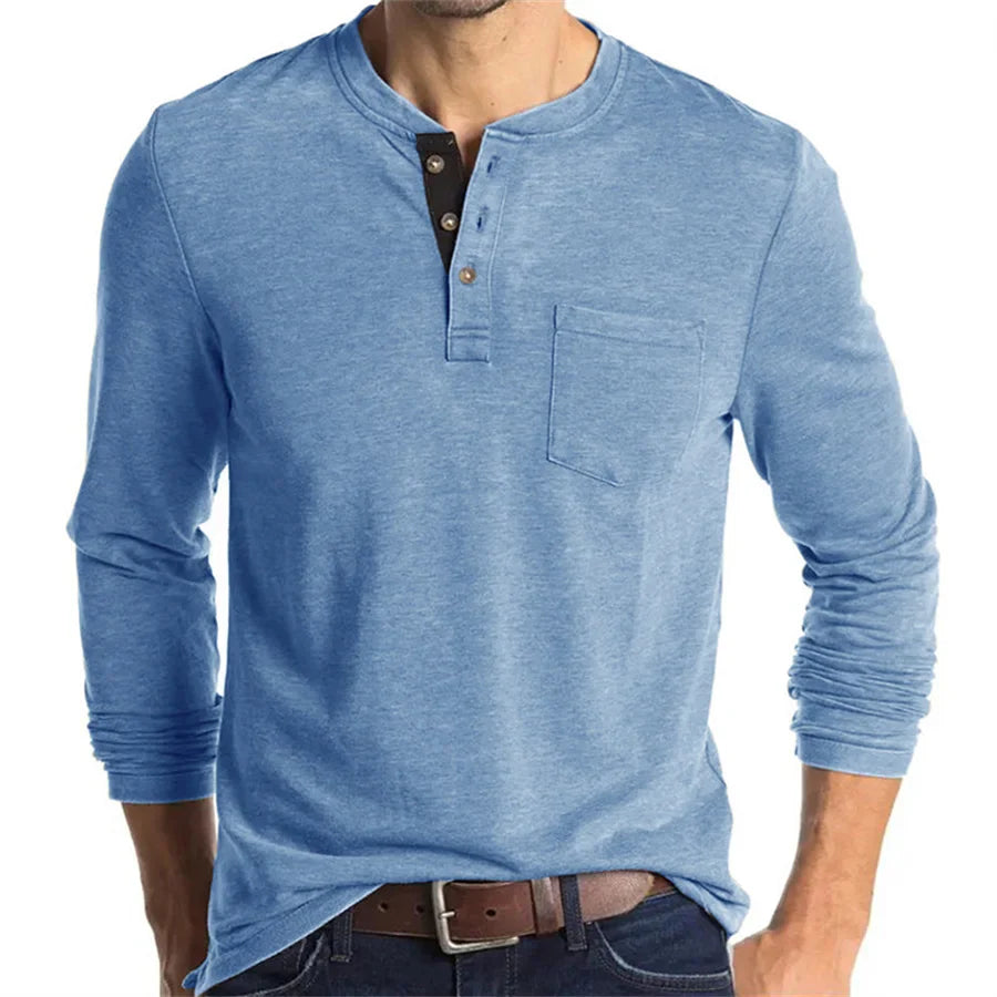 Ansel | Men’s Long Sleeve Crew Neck Henley Shirt