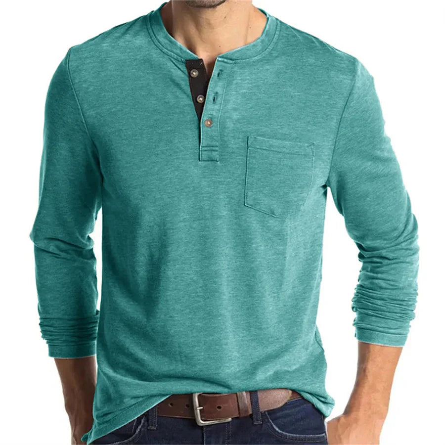 Ansel | Men’s Long Sleeve Crew Neck Henley Shirt