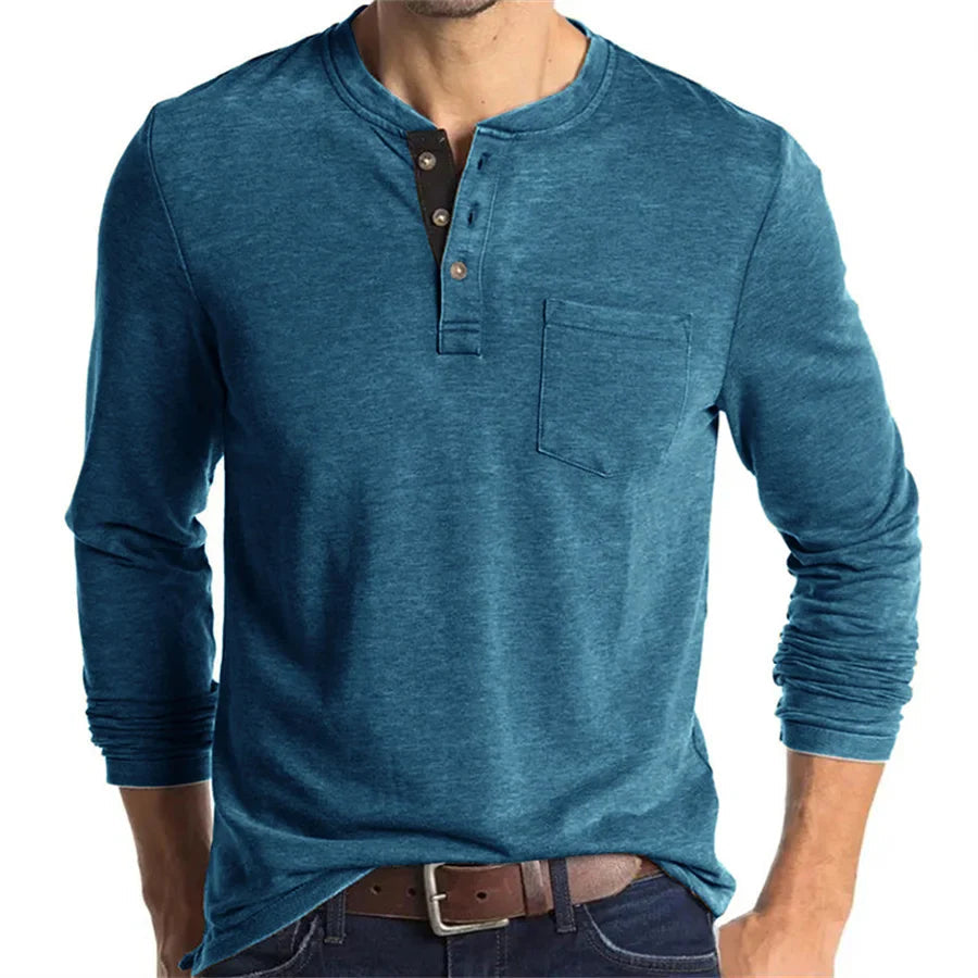 Ansel | Men’s Long Sleeve Crew Neck Henley Shirt
